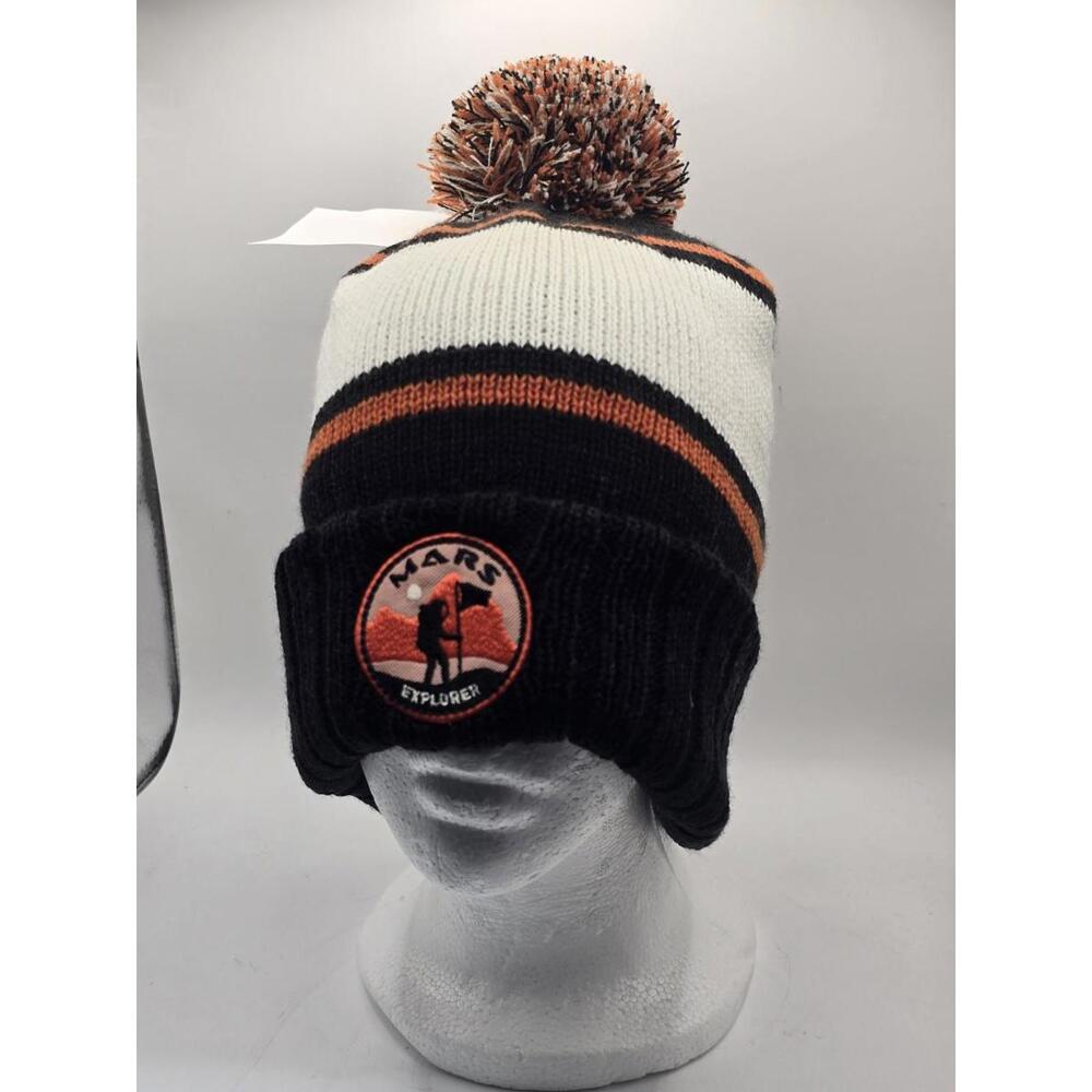 Mars Explorer Knit Beanie Cap American Needle One Size Multi-Striped Pom Pom Hat